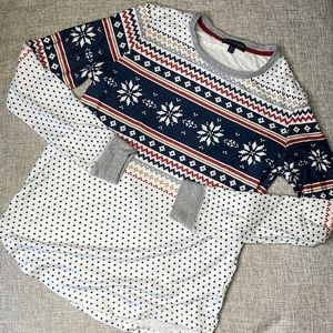 White + Navy PJ Salvage Pajama Top